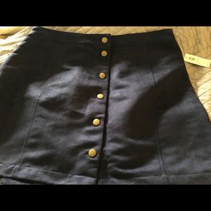 Blue suede mini skirt